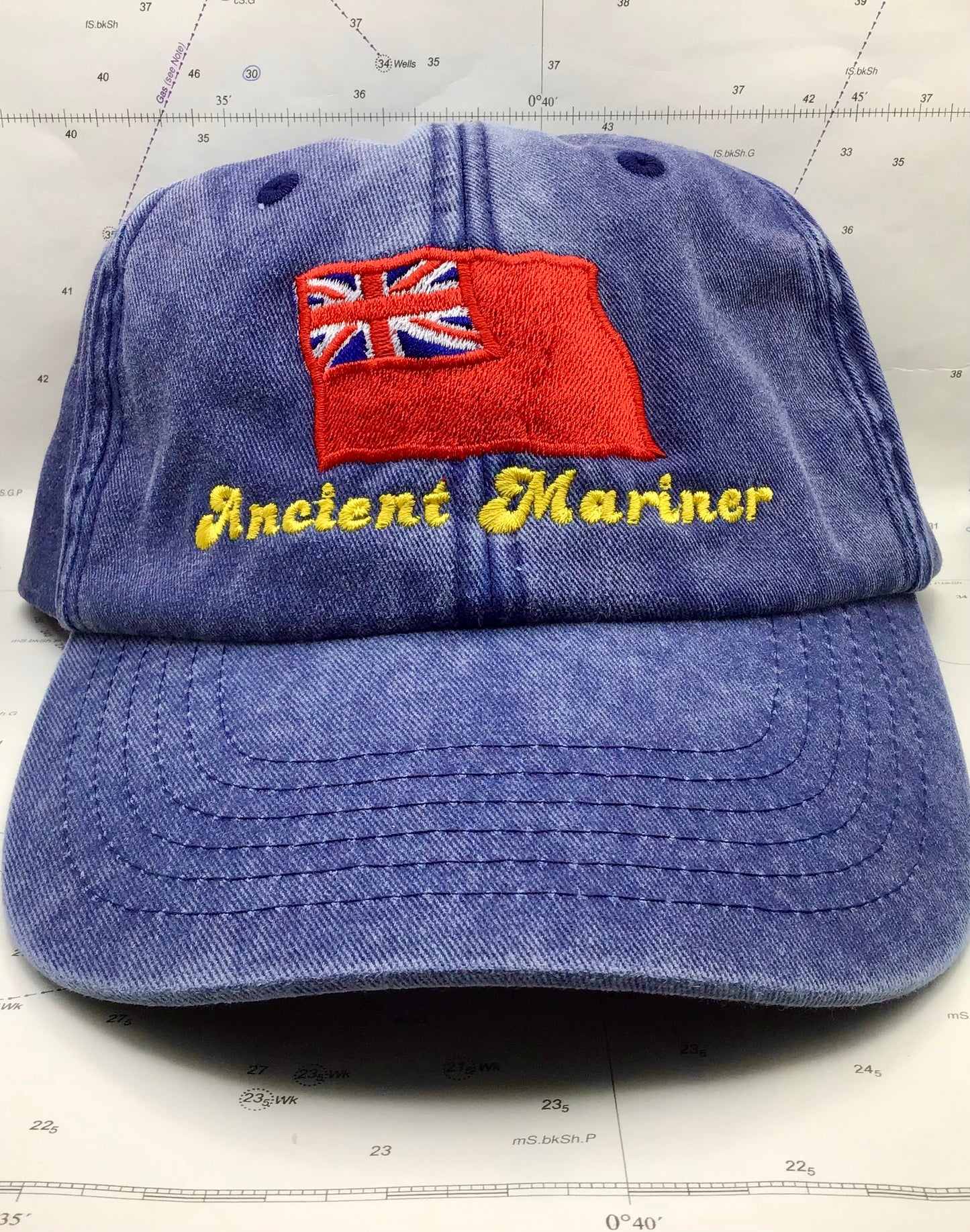 Vintage style cotton cap (Embroidered Ancient Mariner red duster)