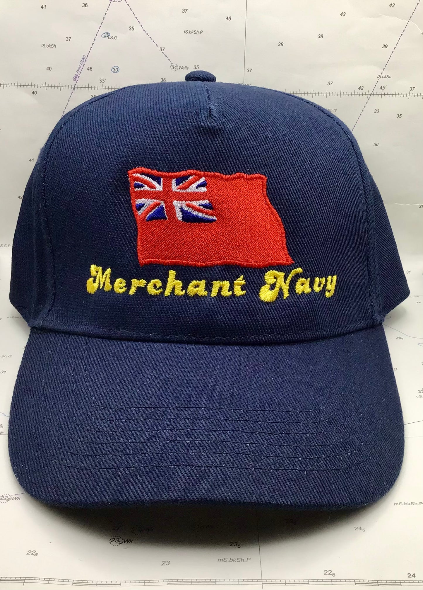 Cotton baseball cap (Embroidered British Merchant Navy red duster)