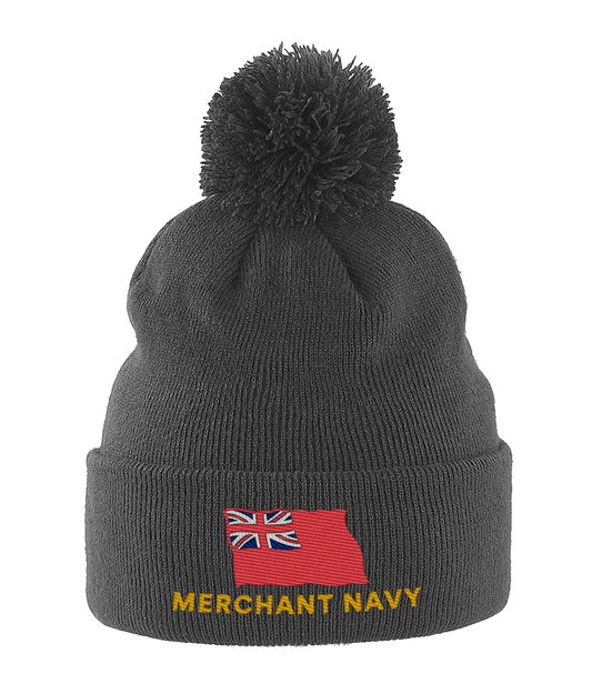 Pom Pom hat (Embroidered Merchant Navy red ensign)