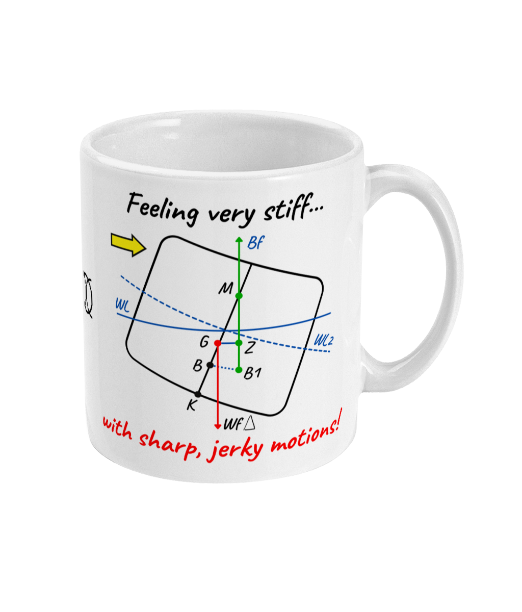 Funny ship stability mug, Tender/stiff ship Great Harbour Gifts