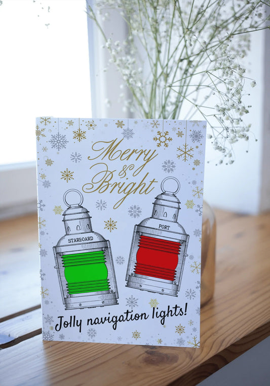 Nautical Christmas card, Jolly navigation light! Great Harbour Gifts