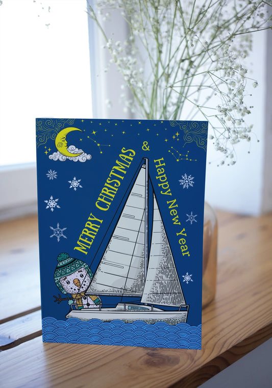 Nautical Christmas cards, Yachting snowman. Great Harbour Gifts