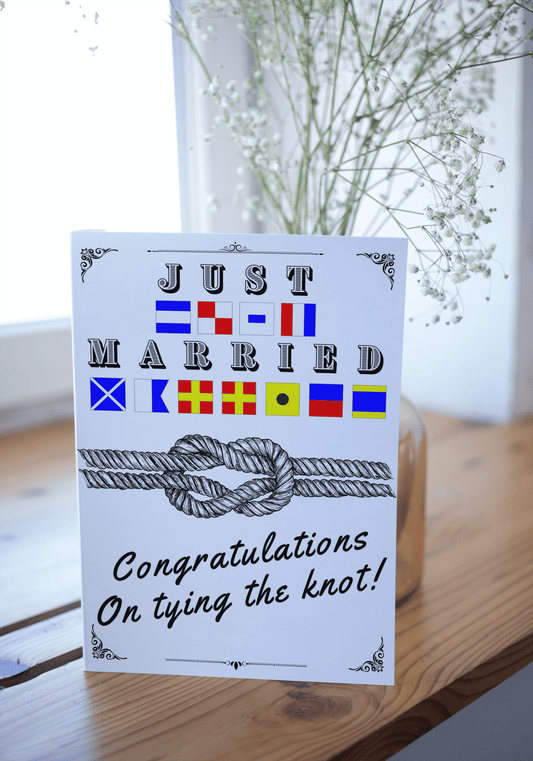 Nautical Wedding Card, Just Married, Congratulations on tying the knot! Great Harbour Gifts