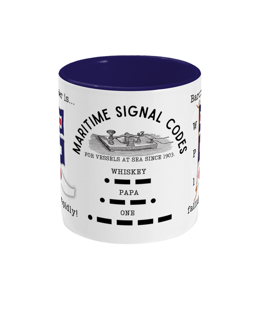 Nautical code flag mug, Barometer is falling rapidly! Great Harbour Gifts