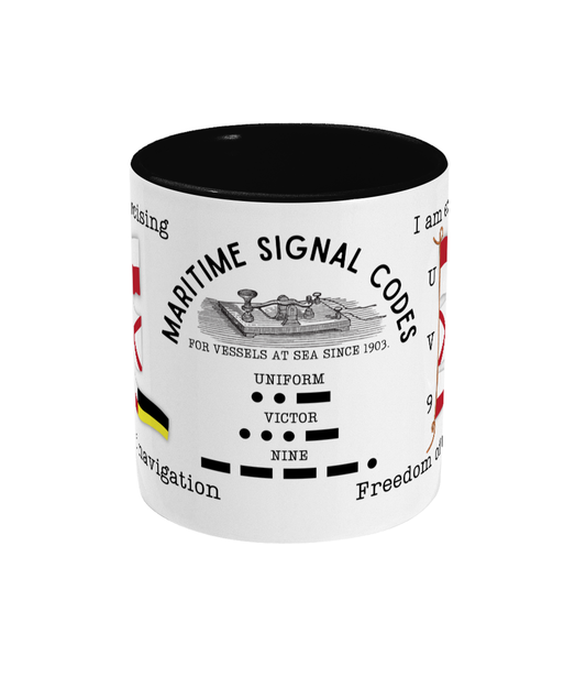 Nautical code flag mug, I am exercising freedom of navigation Great Harbour Gifts