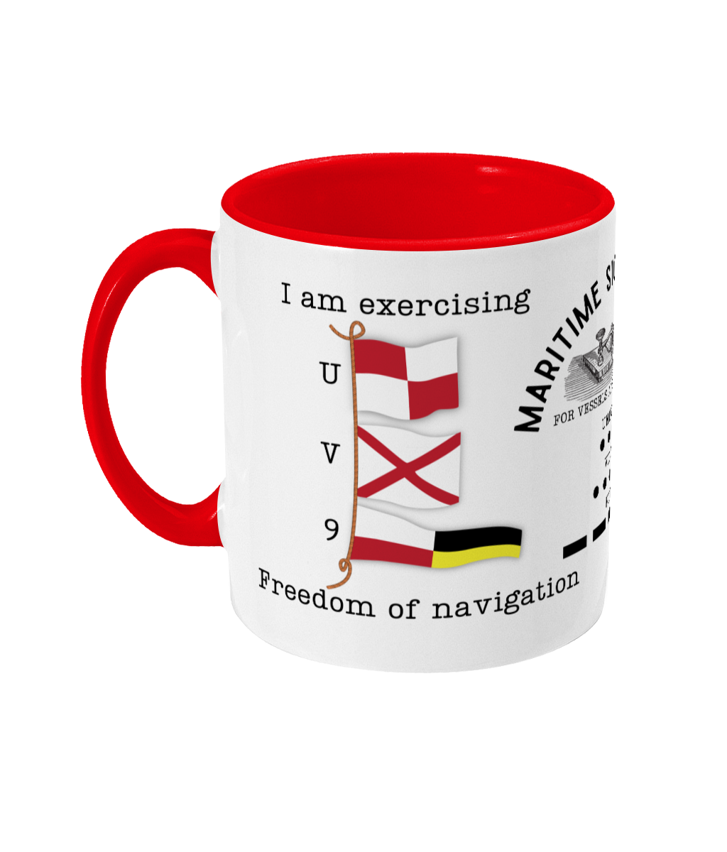 Nautical code flag mug, I am exercising freedom of navigation Great Harbour Gifts
