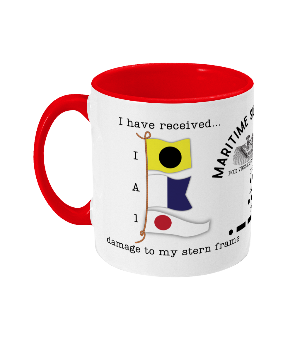 Nautical code flag mug, I have received damage to my stern frame Great Harbour Gifts