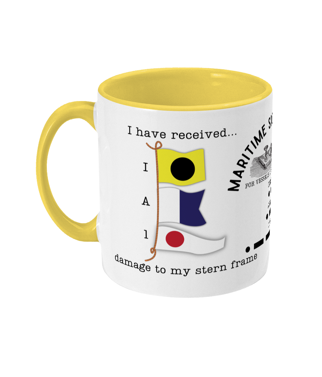 Nautical code flag mug, I have received damage to my stern frame Great Harbour Gifts