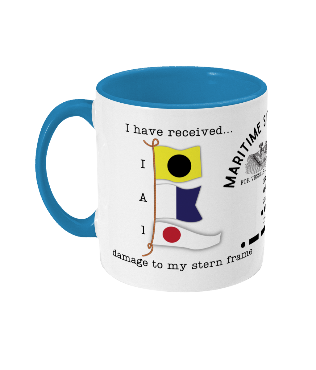 Nautical code flag mug, I have received damage to my stern frame Great Harbour Gifts