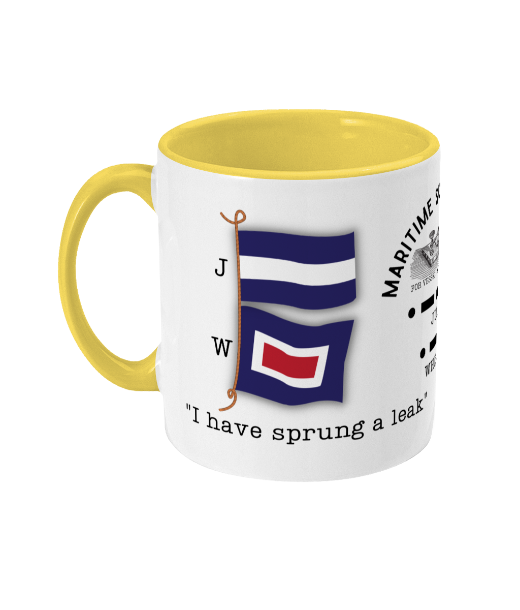 Nautical code flag mug, I have sprung a leak. Great Harbour Gifts