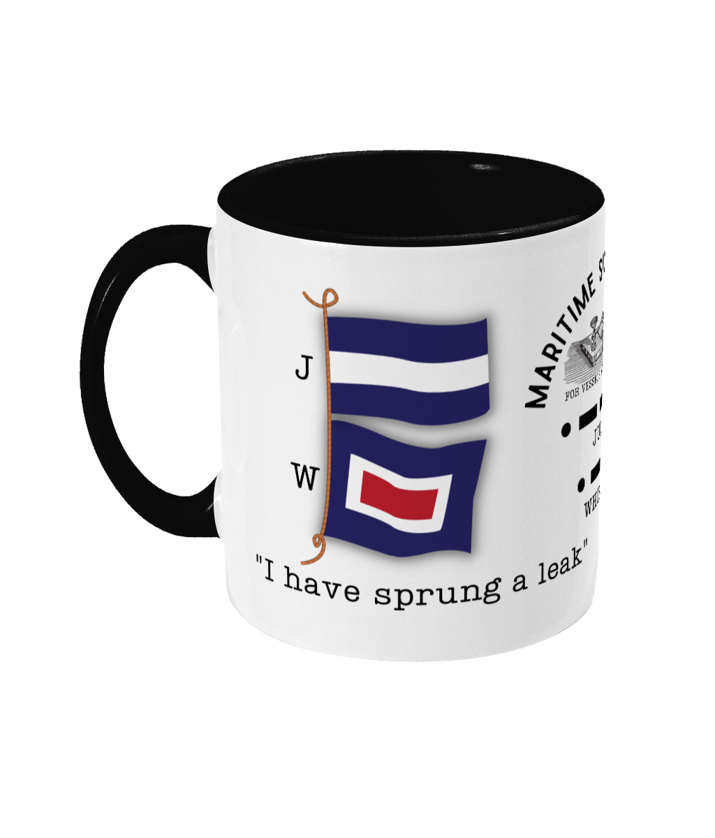 Nautical code flag mug, I have sprung a leak. Great Harbour Gifts