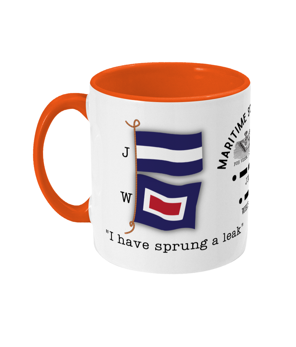 Nautical code flag mug, I have sprung a leak. Great Harbour Gifts