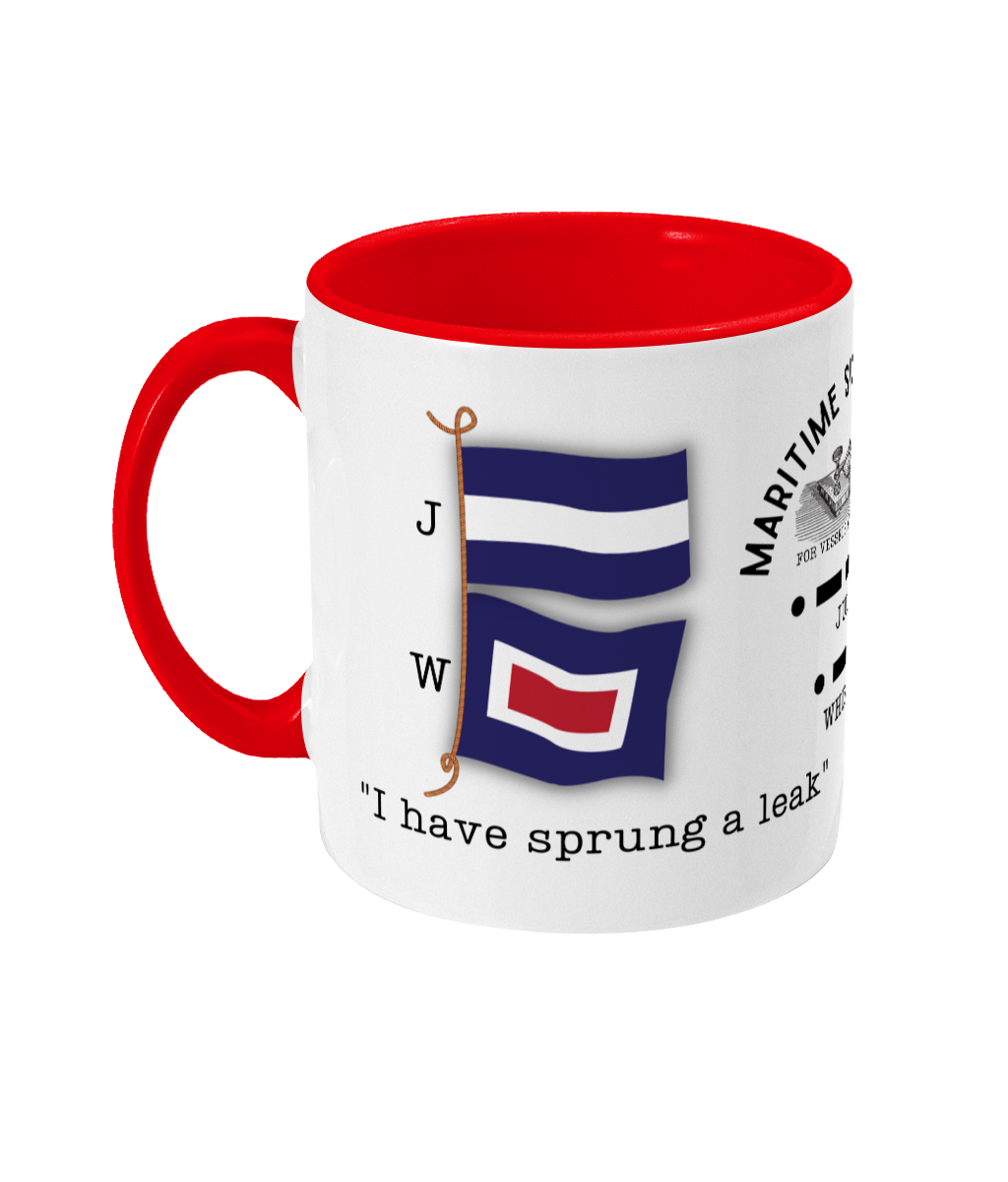 Nautical code flag mug, I have sprung a leak. Great Harbour Gifts
