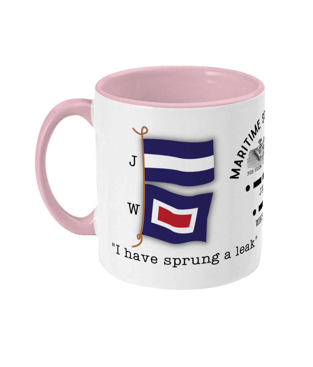 Nautical code flag mug, I have sprung a leak. Great Harbour Gifts