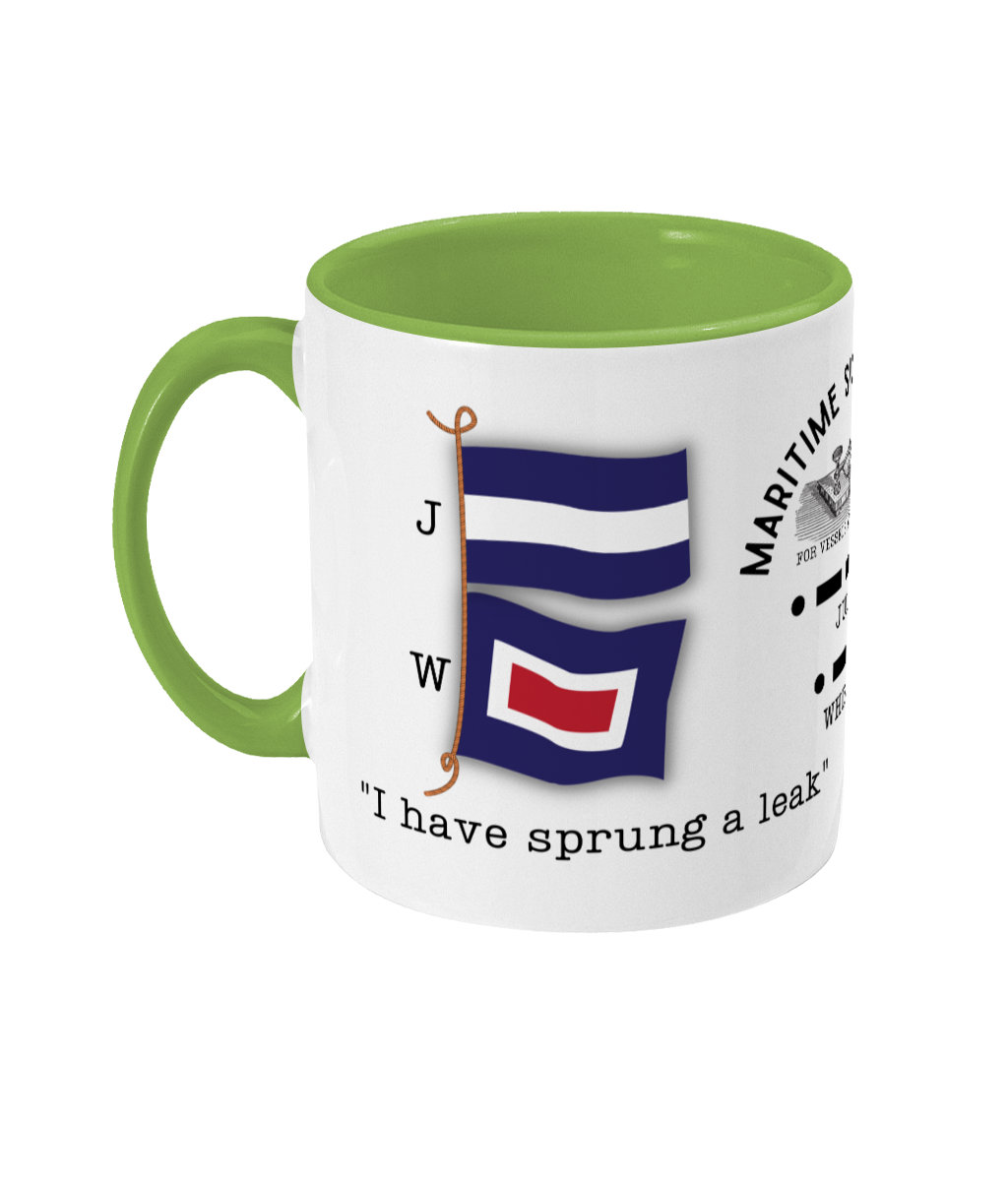 Nautical code flag mug, I have sprung a leak. Great Harbour Gifts