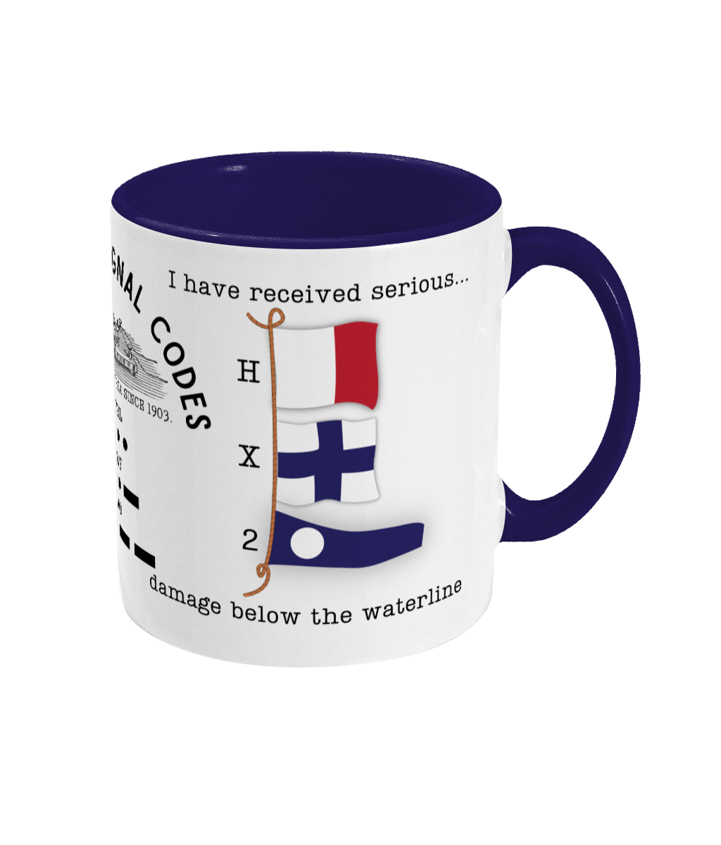 Nautical code flag mug, I received damage below the waterline Great Harbour Gifts
