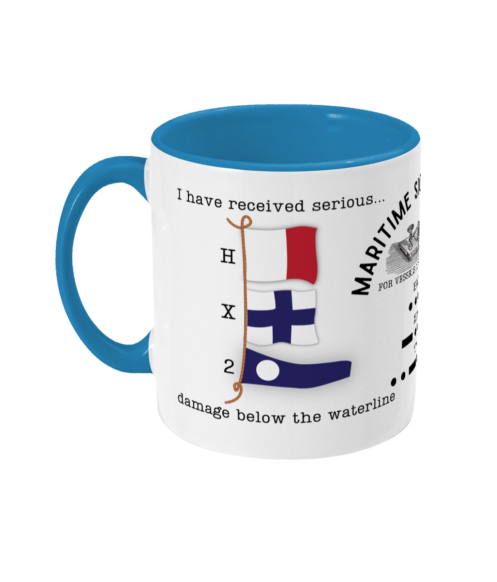 Nautical code flag mug, I received damage below the waterline Great Harbour Gifts