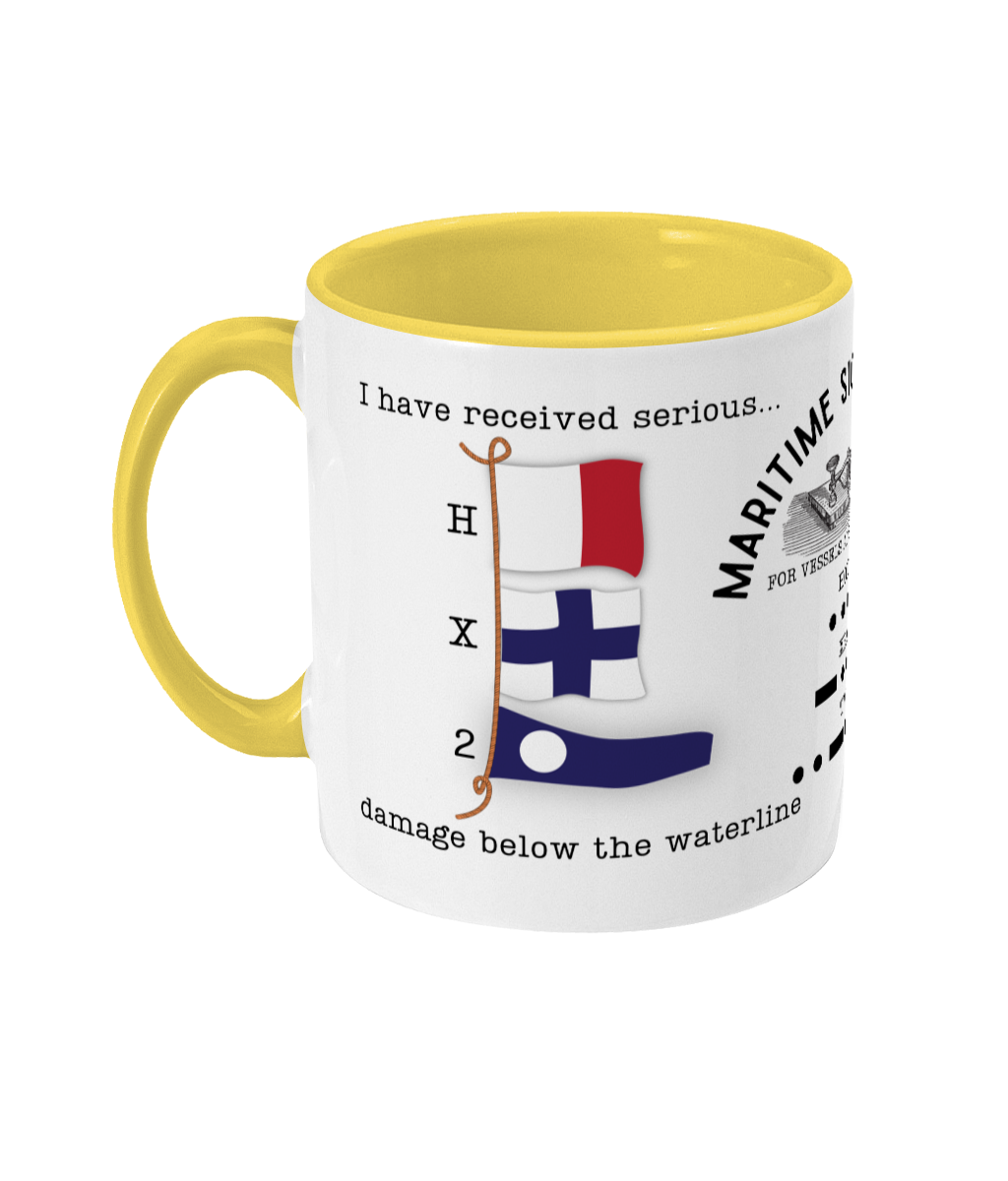 Nautical code flag mug, I received damage below the waterline Great Harbour Gifts