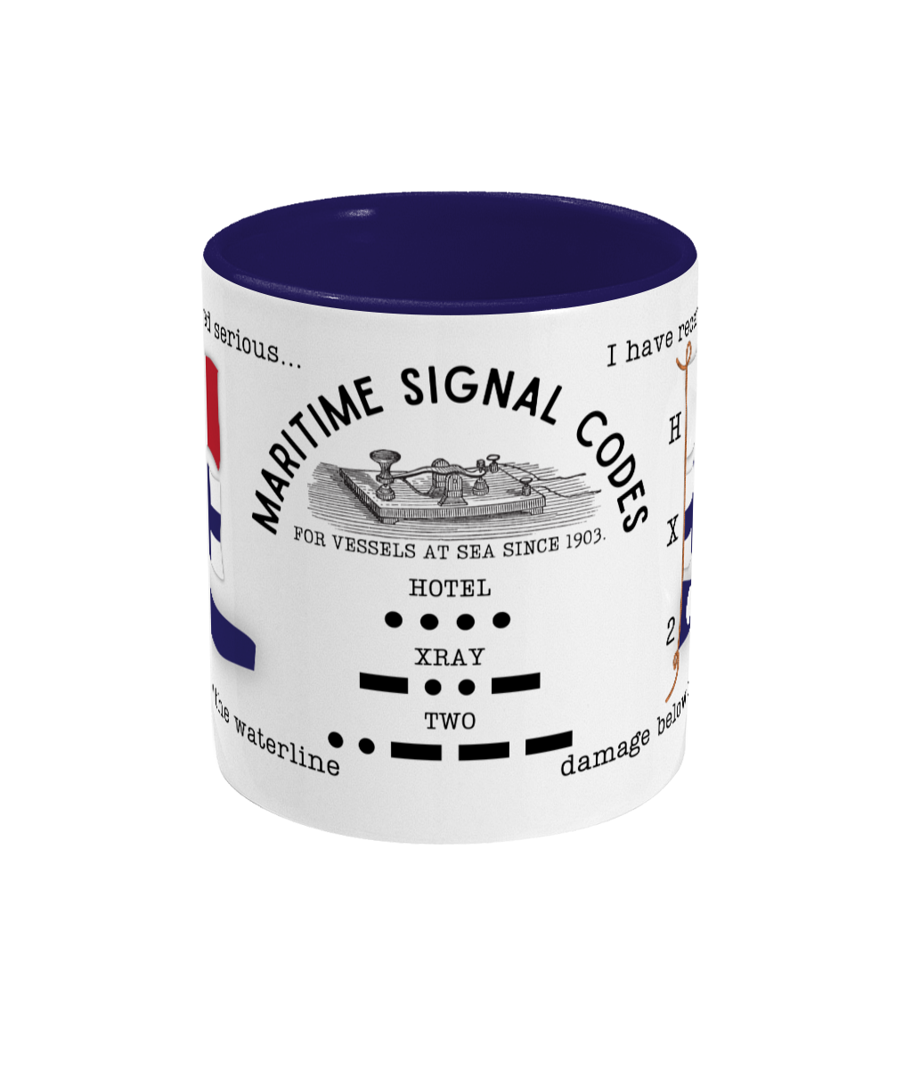Nautical code flag mug, I received damage below the waterline Great Harbour Gifts