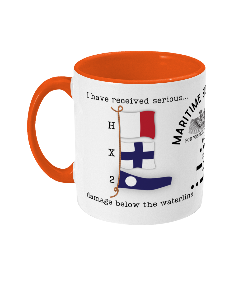 Nautical code flag mug, I received damage below the waterline Great Harbour Gifts