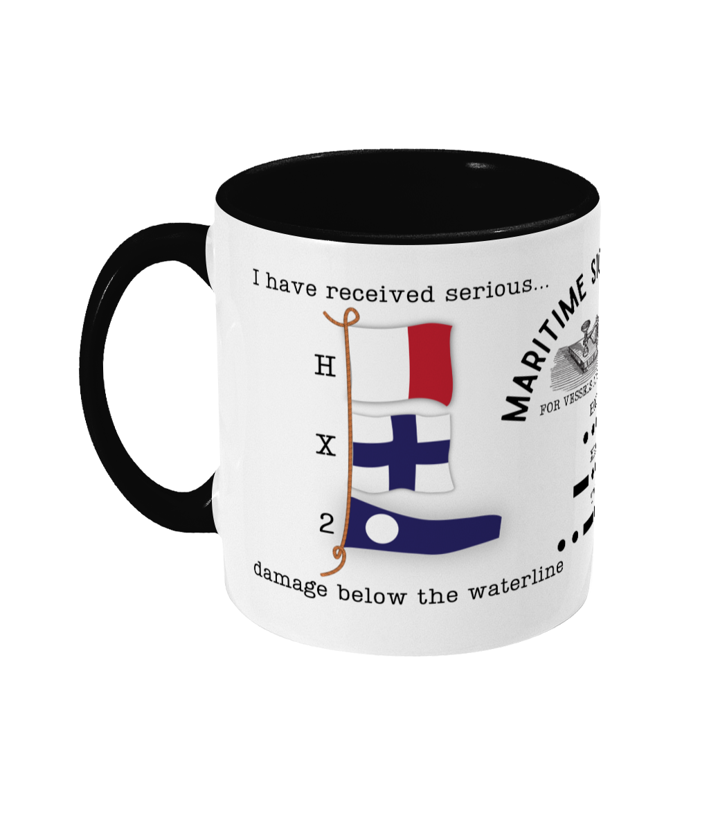 Nautical code flag mug, I received damage below the waterline Great Harbour Gifts