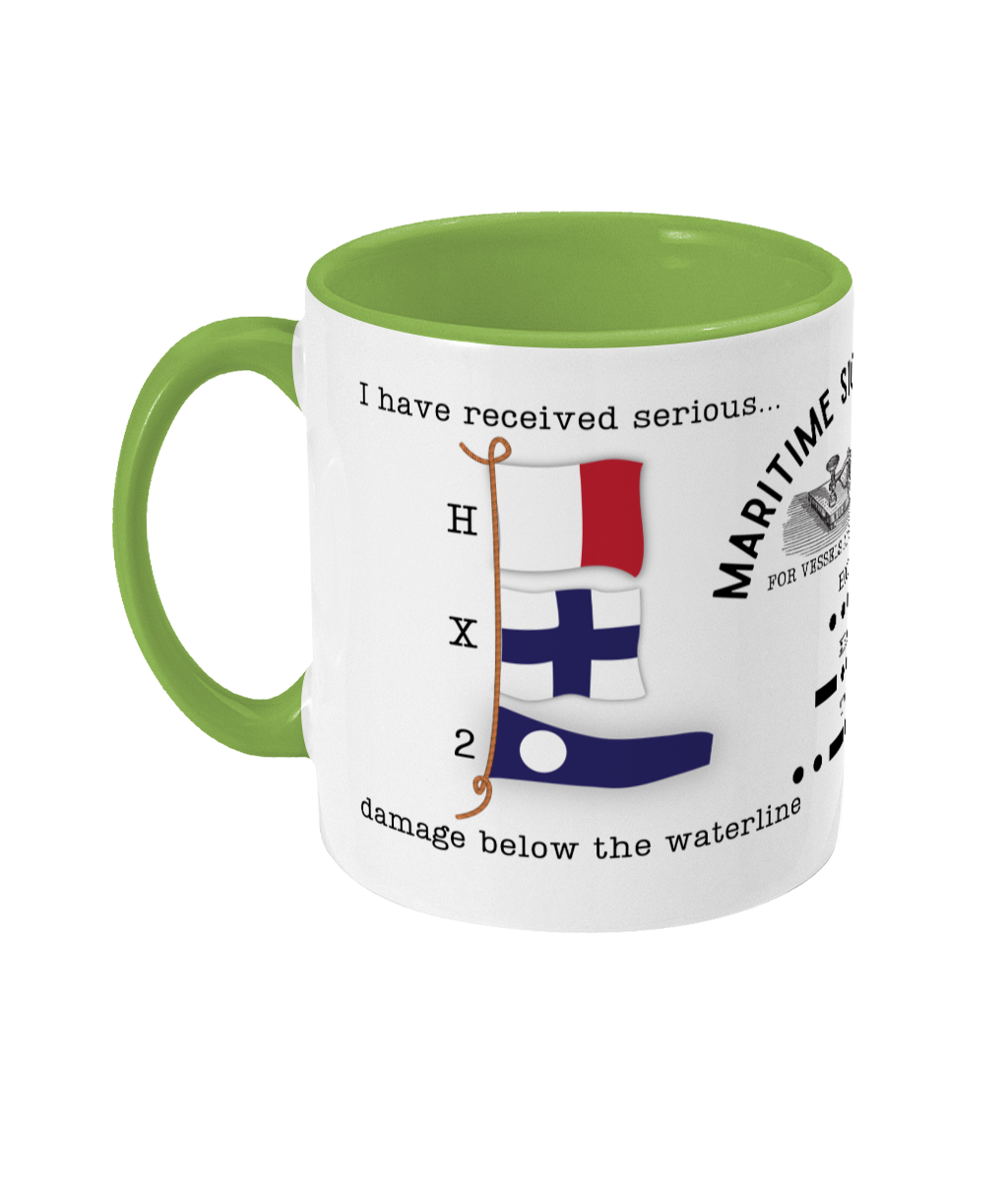 Nautical code flag mug, I received damage below the waterline Great Harbour Gifts