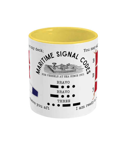 Nautical code flag mug, You may alight on my deck I am ready to receive you aft Great Harbour Gifts