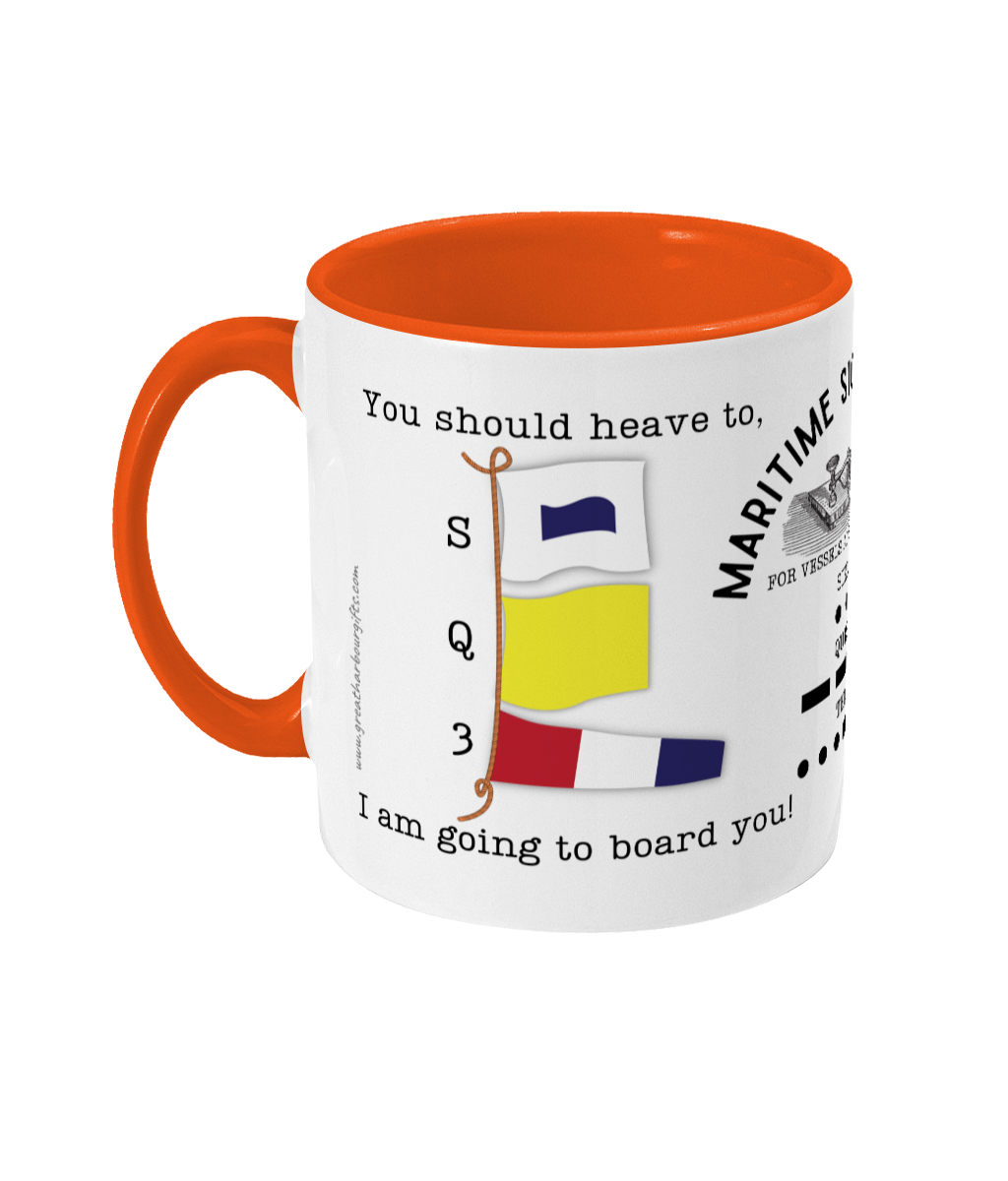 Nautical code flag mug, You should heave to; I am going to board you! Great Harbour Gifts