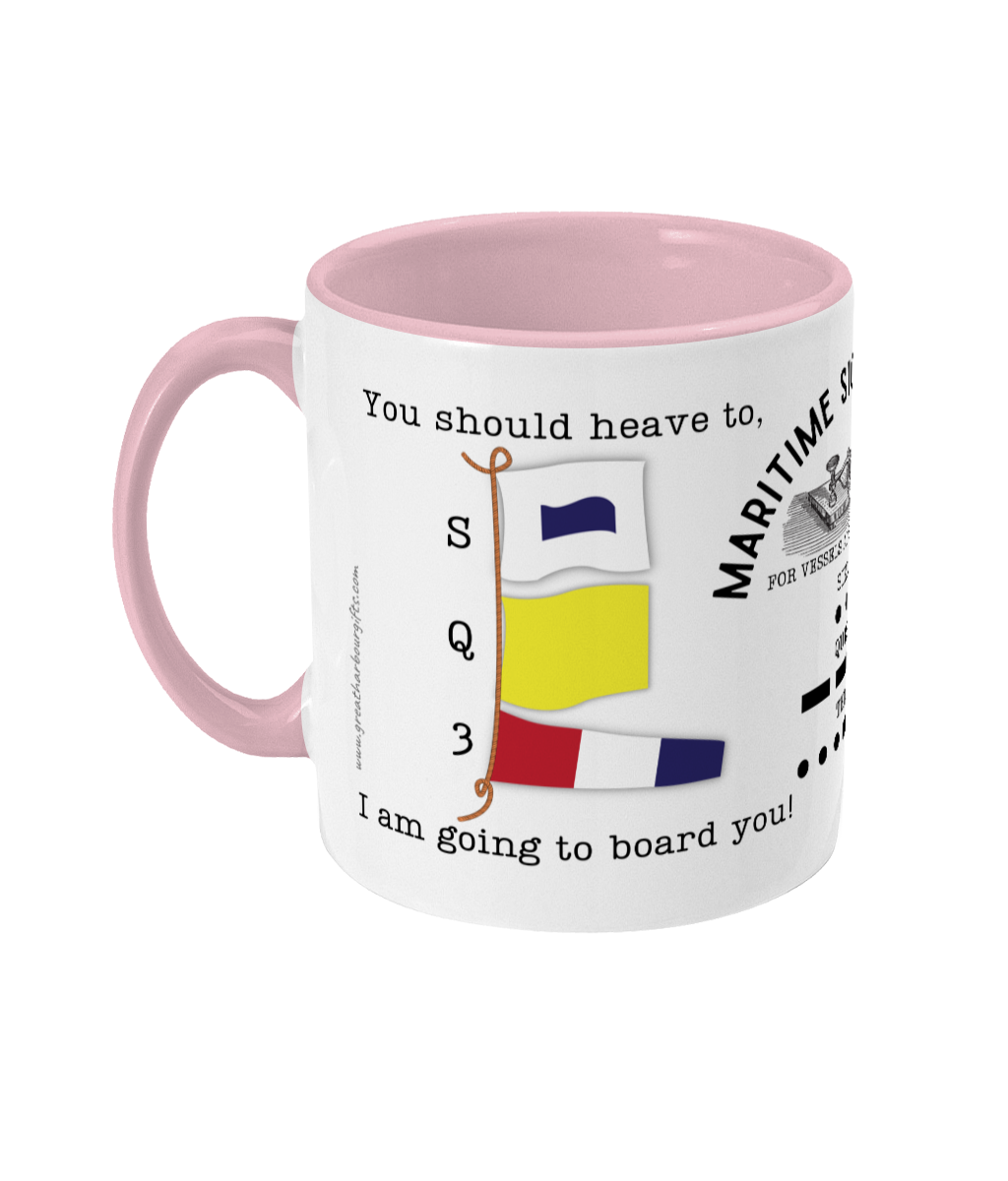 Nautical code flag mug, You should heave to; I am going to board you! Great Harbour Gifts