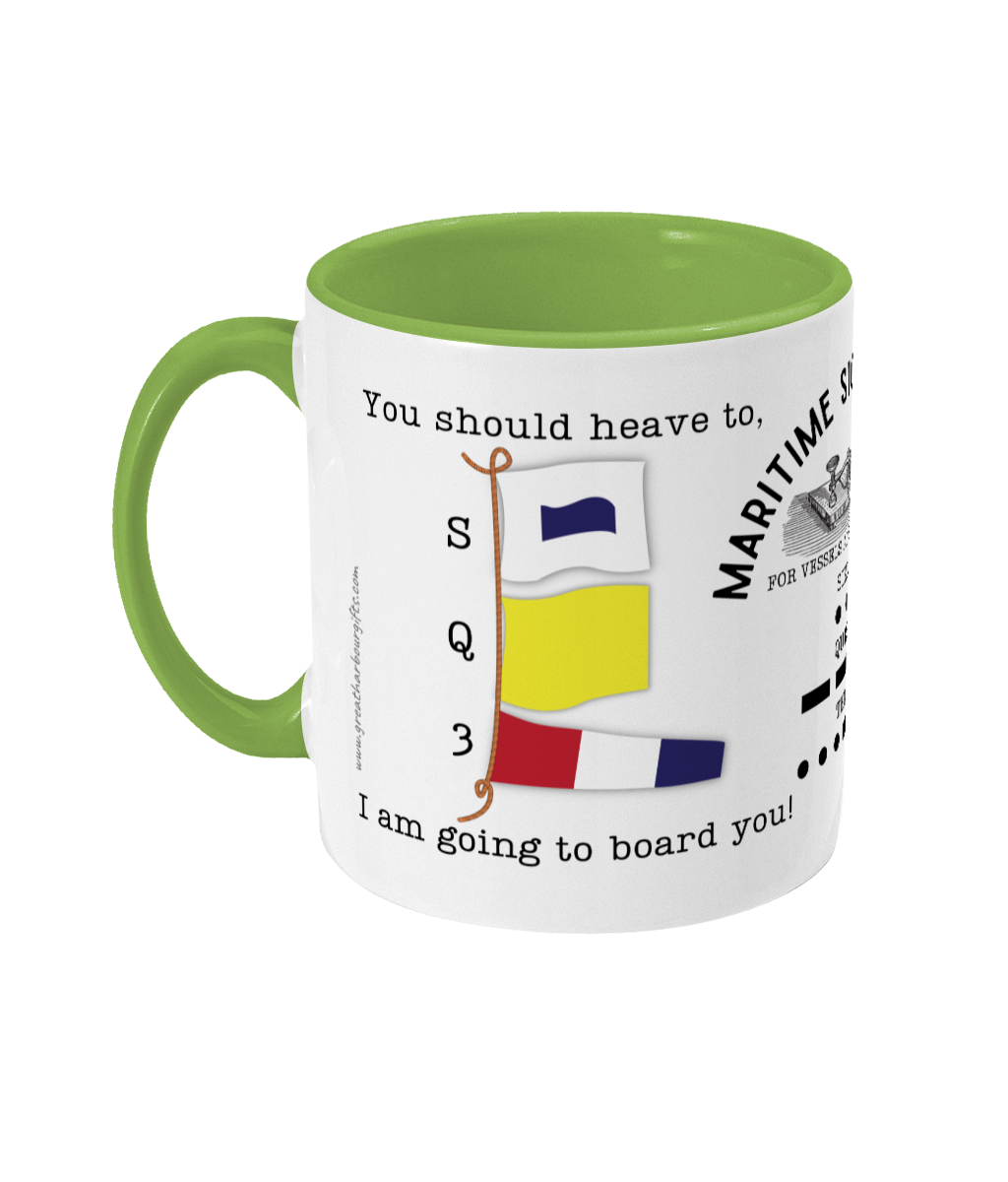 Nautical code flag mug, You should heave to; I am going to board you! Great Harbour Gifts