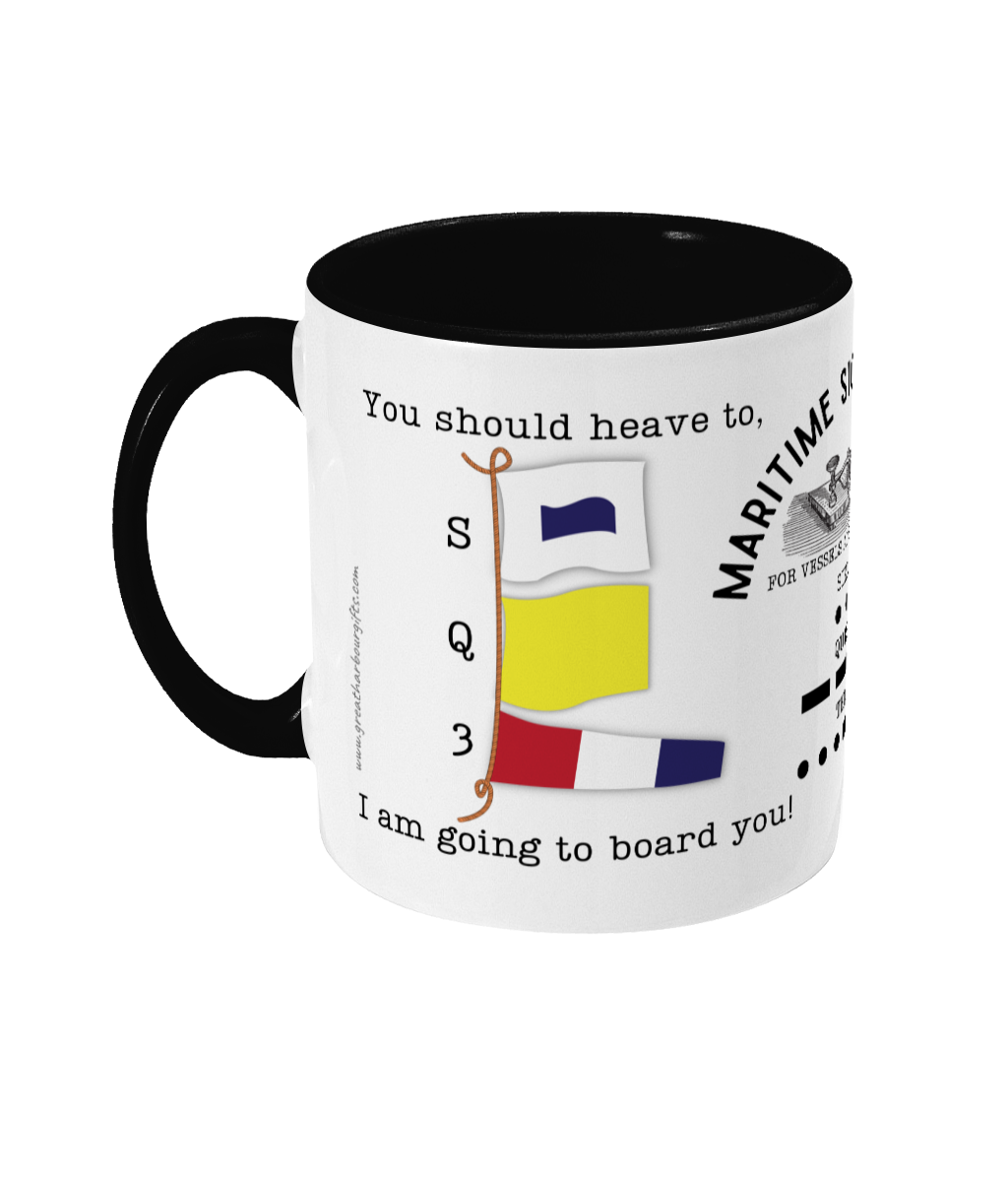 Nautical code flag mug, You should heave to; I am going to board you! Great Harbour Gifts