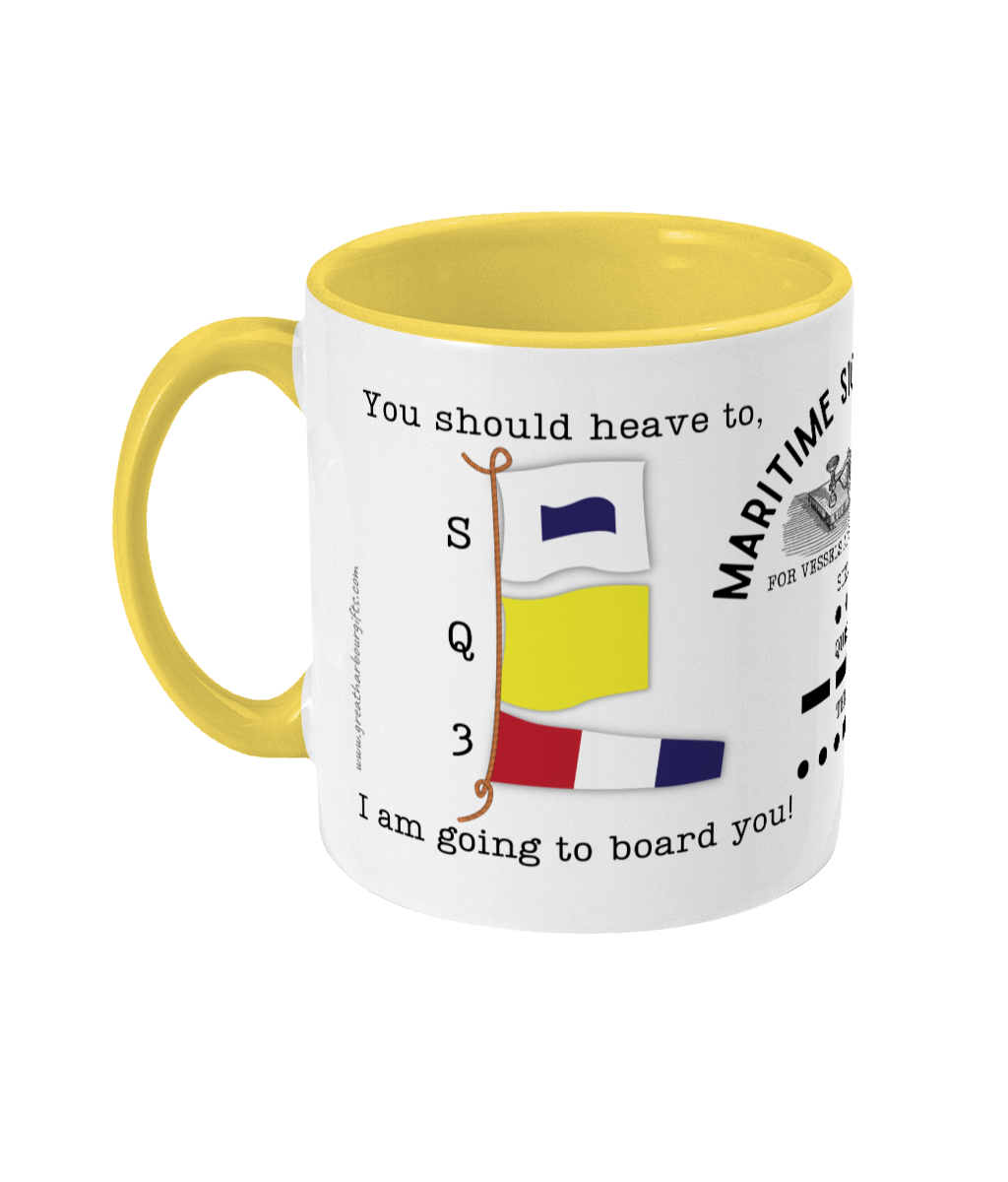 Nautical code flag mug, You should heave to; I am going to board you! Great Harbour Gifts