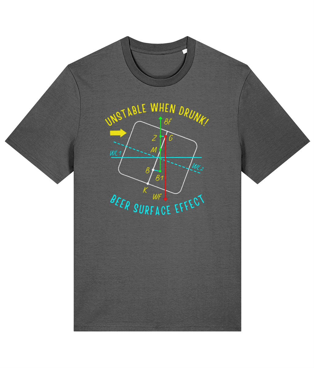 Organic cotton unisex t-shirt (Drunken ship stability) Great Harbour Gifts