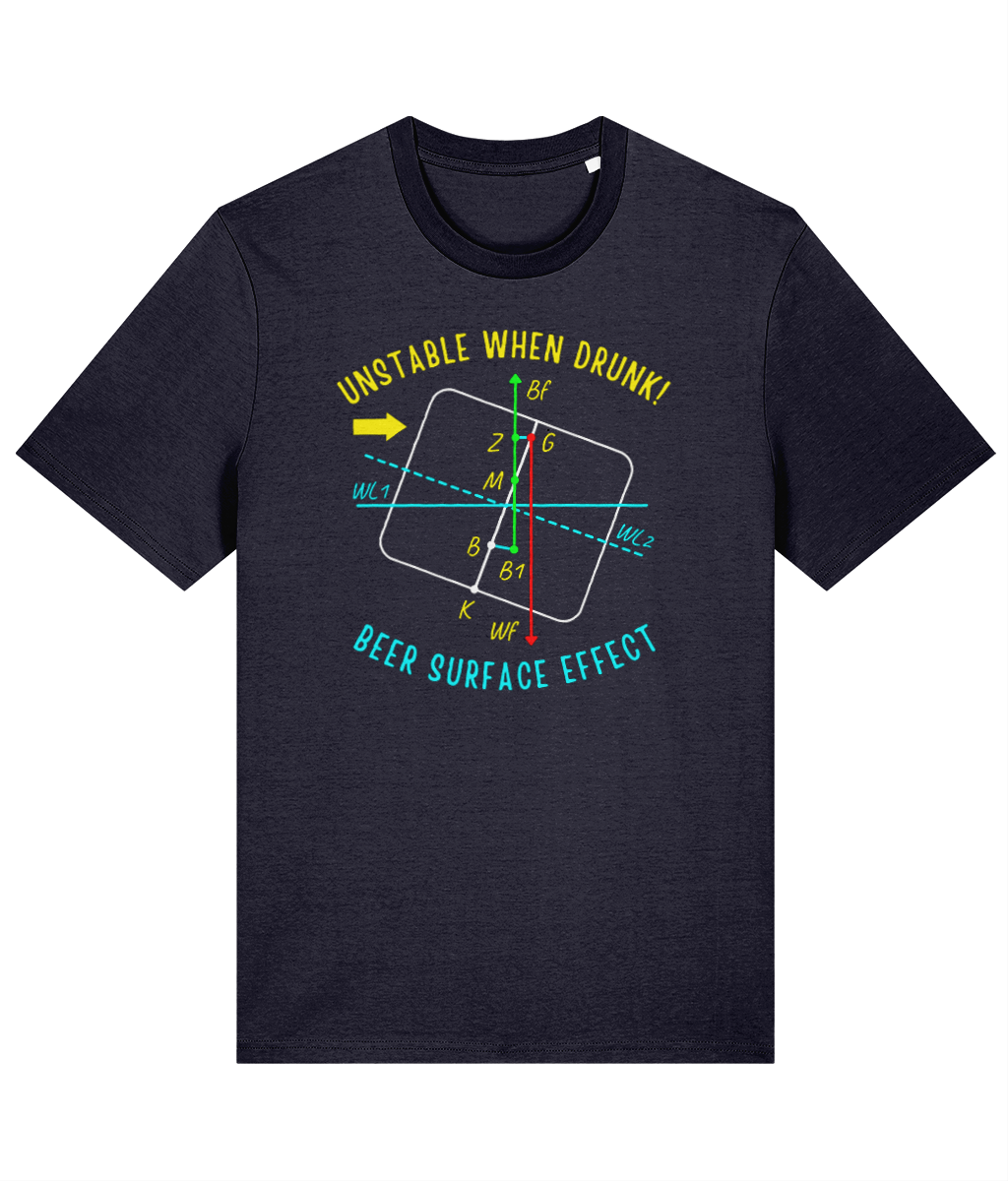 Organic cotton unisex t-shirt (Drunken ship stability) Great Harbour Gifts