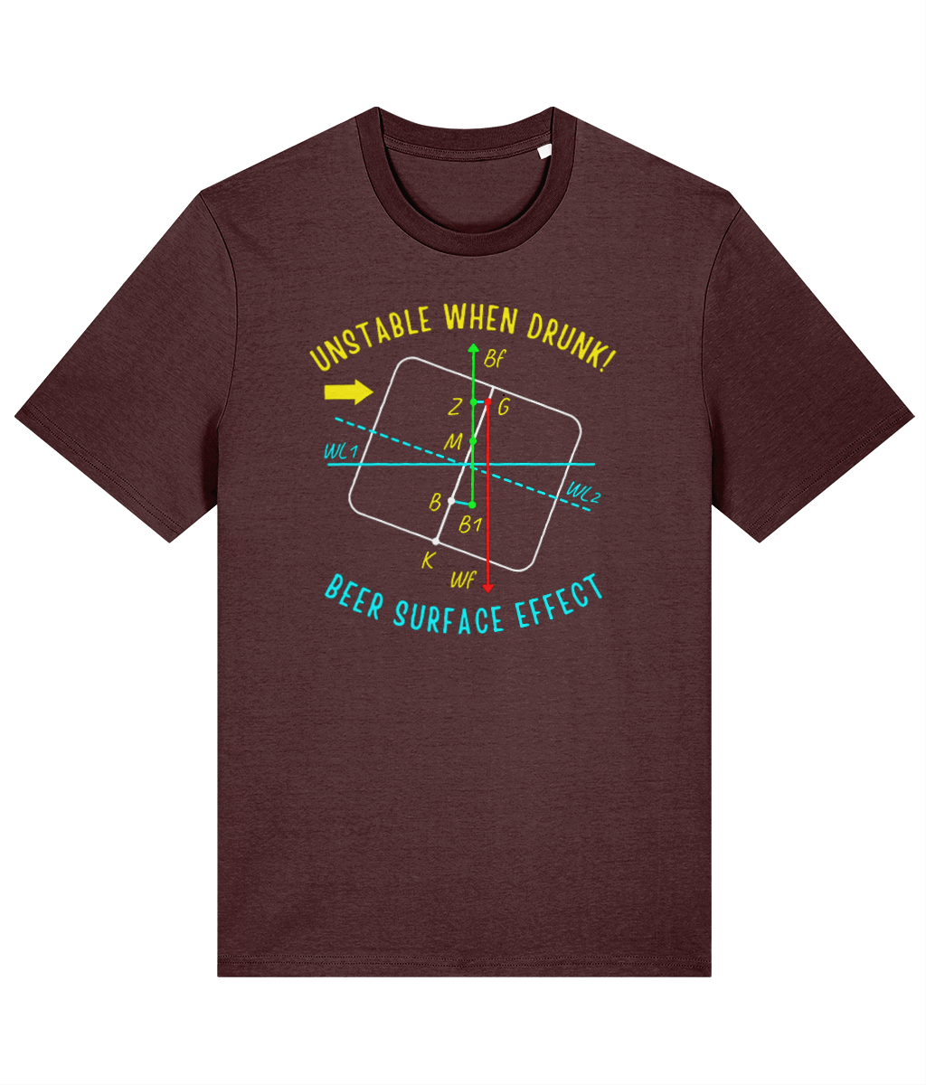 Organic cotton unisex t-shirt (Drunken ship stability) Great Harbour Gifts