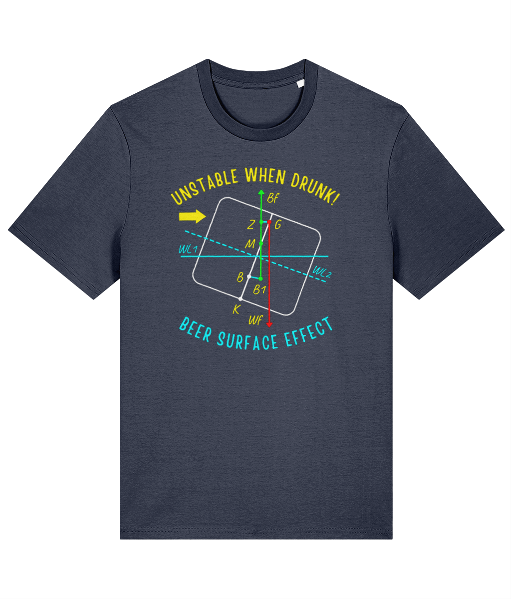 Organic cotton unisex t-shirt (Drunken ship stability) Great Harbour Gifts