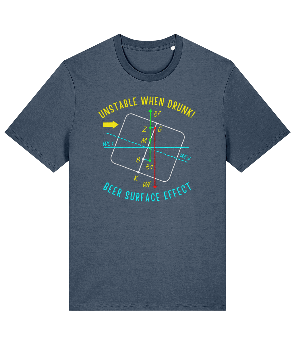 Organic cotton unisex t-shirt (Drunken ship stability) Great Harbour Gifts