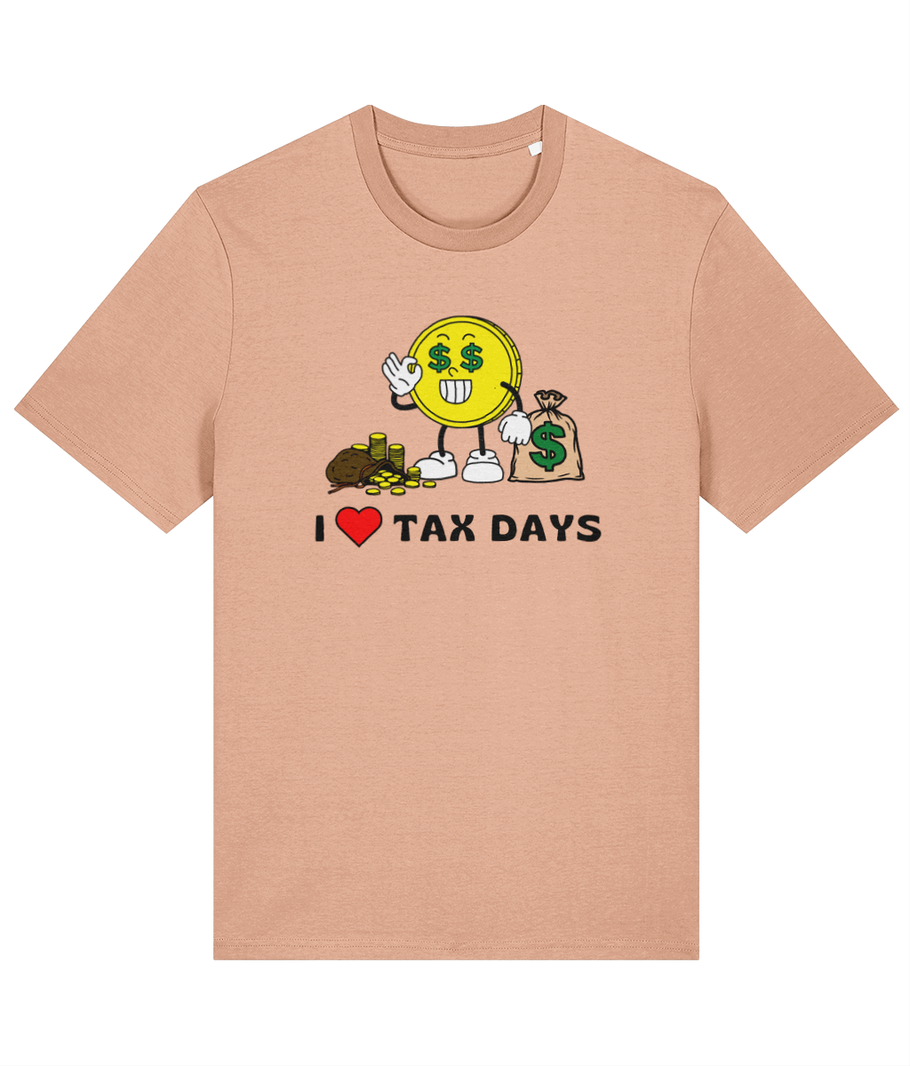 Organic cotton unisex t-shirt (I love tax days) Great Harbour Gifts