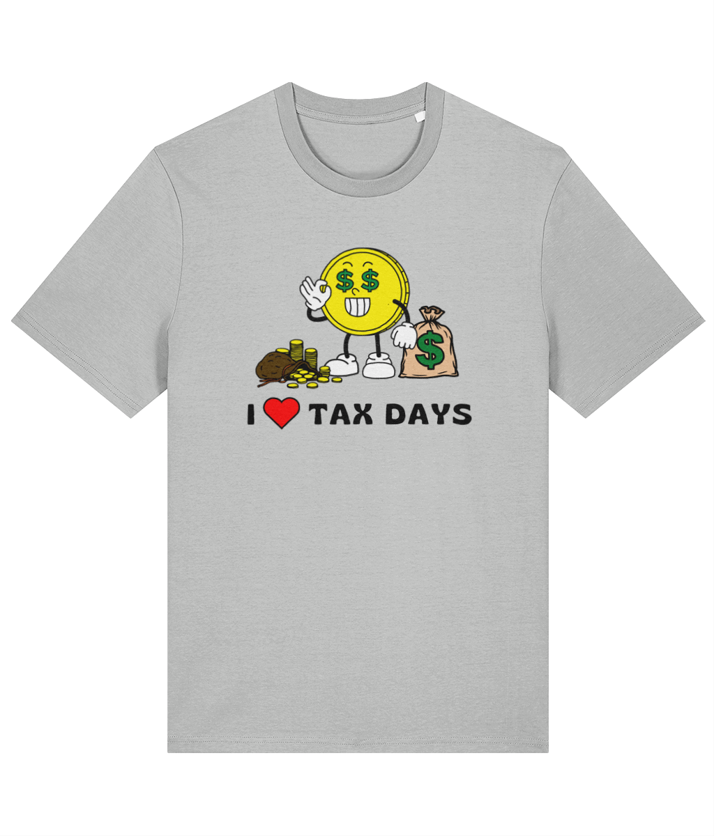 Organic cotton unisex t-shirt (I love tax days) Great Harbour Gifts