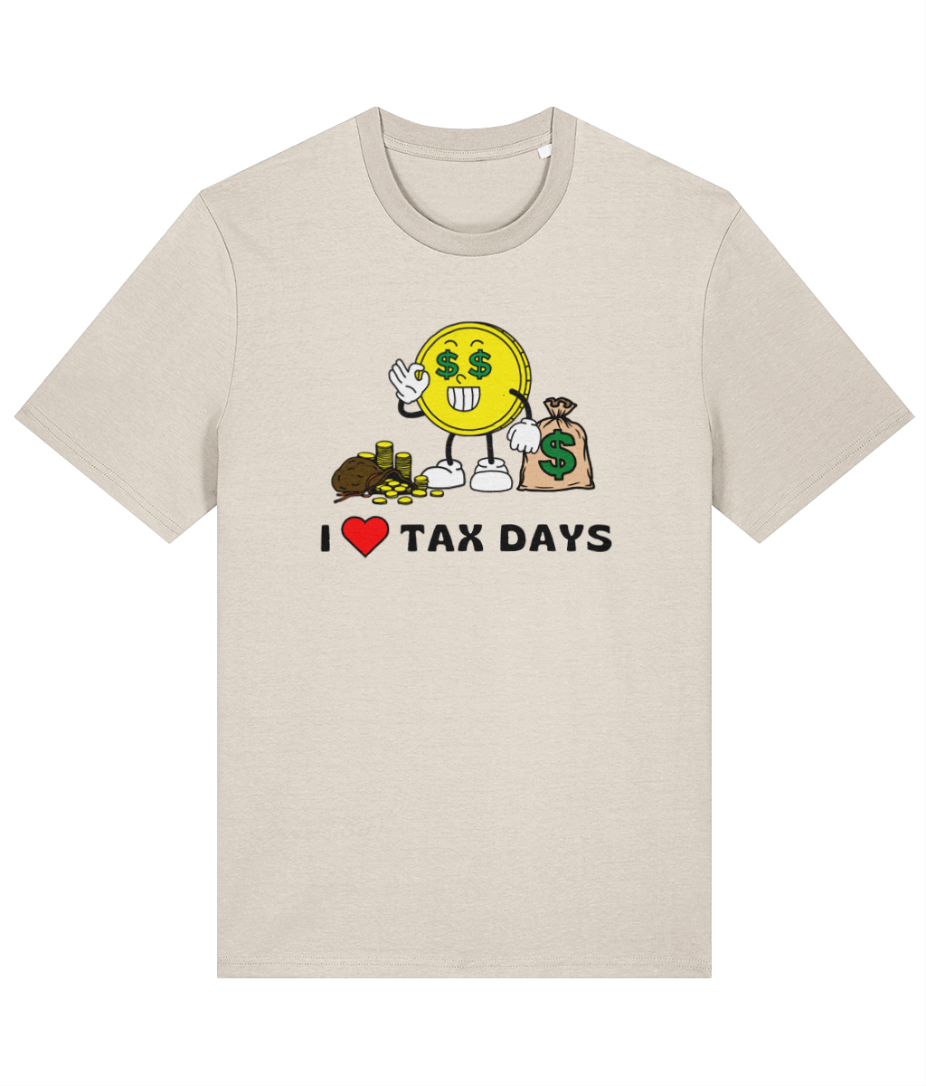 Organic cotton unisex t-shirt (I love tax days) Great Harbour Gifts