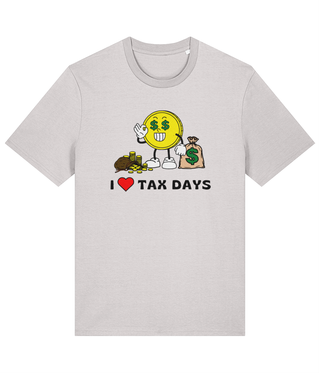 Organic cotton unisex t-shirt (I love tax days) Great Harbour Gifts