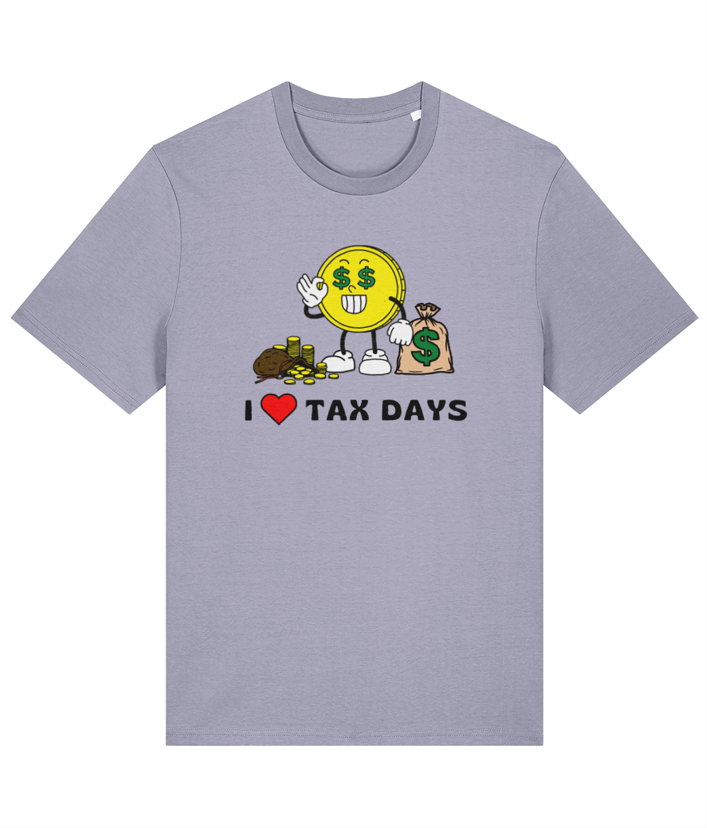 Organic cotton unisex t-shirt (I love tax days) Great Harbour Gifts
