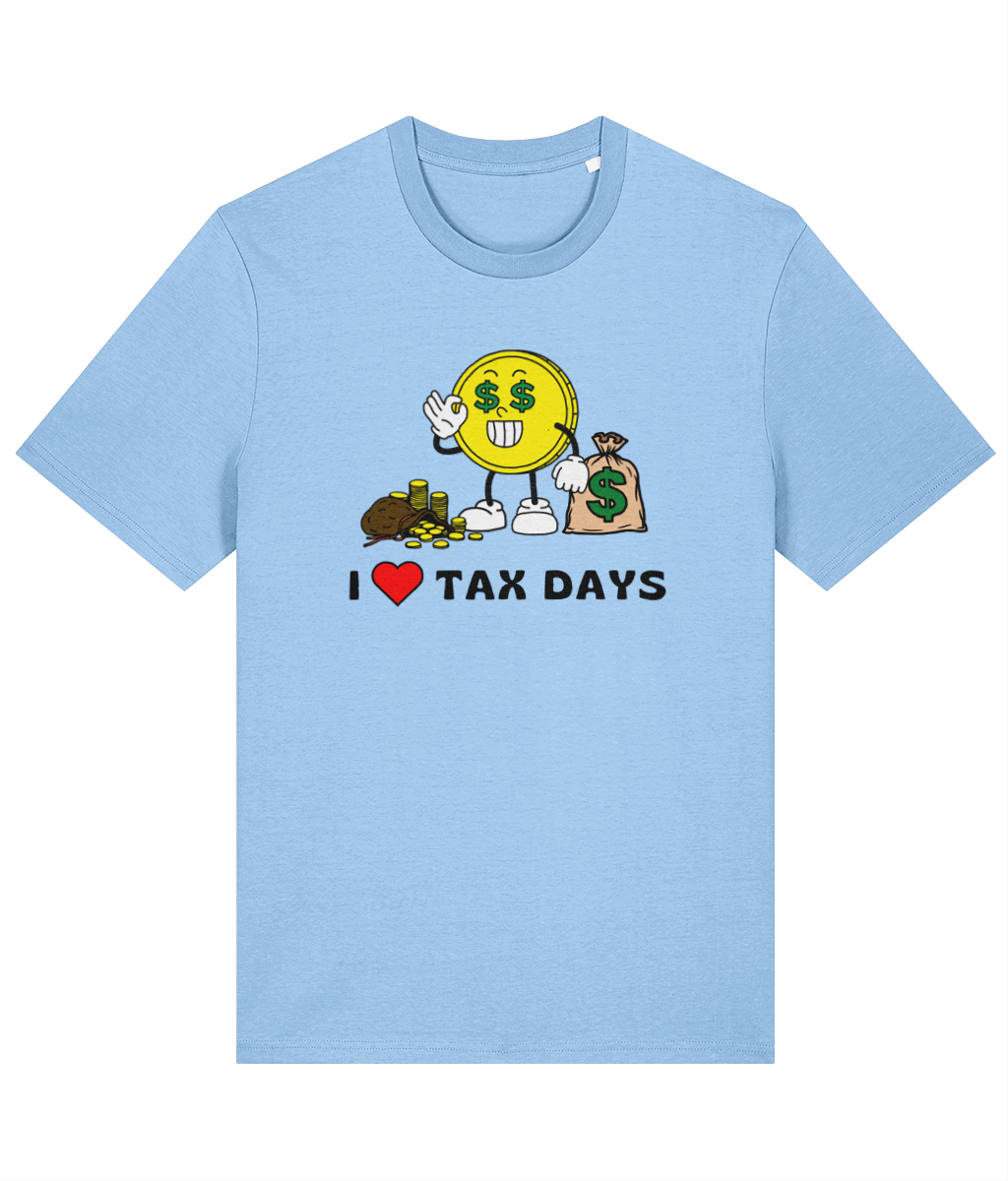 Organic cotton unisex t-shirt (I love tax days) Great Harbour Gifts