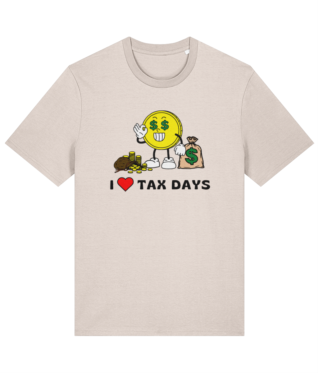 Organic cotton unisex t-shirt (I love tax days) Great Harbour Gifts
