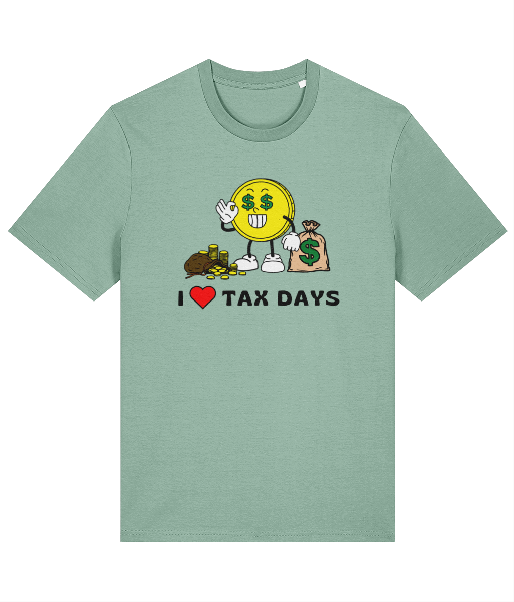 Organic cotton unisex t-shirt (I love tax days) Great Harbour Gifts