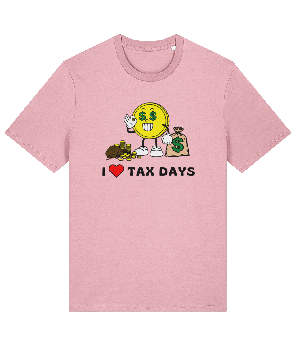 Organic cotton unisex t-shirt (I love tax days) Great Harbour Gifts