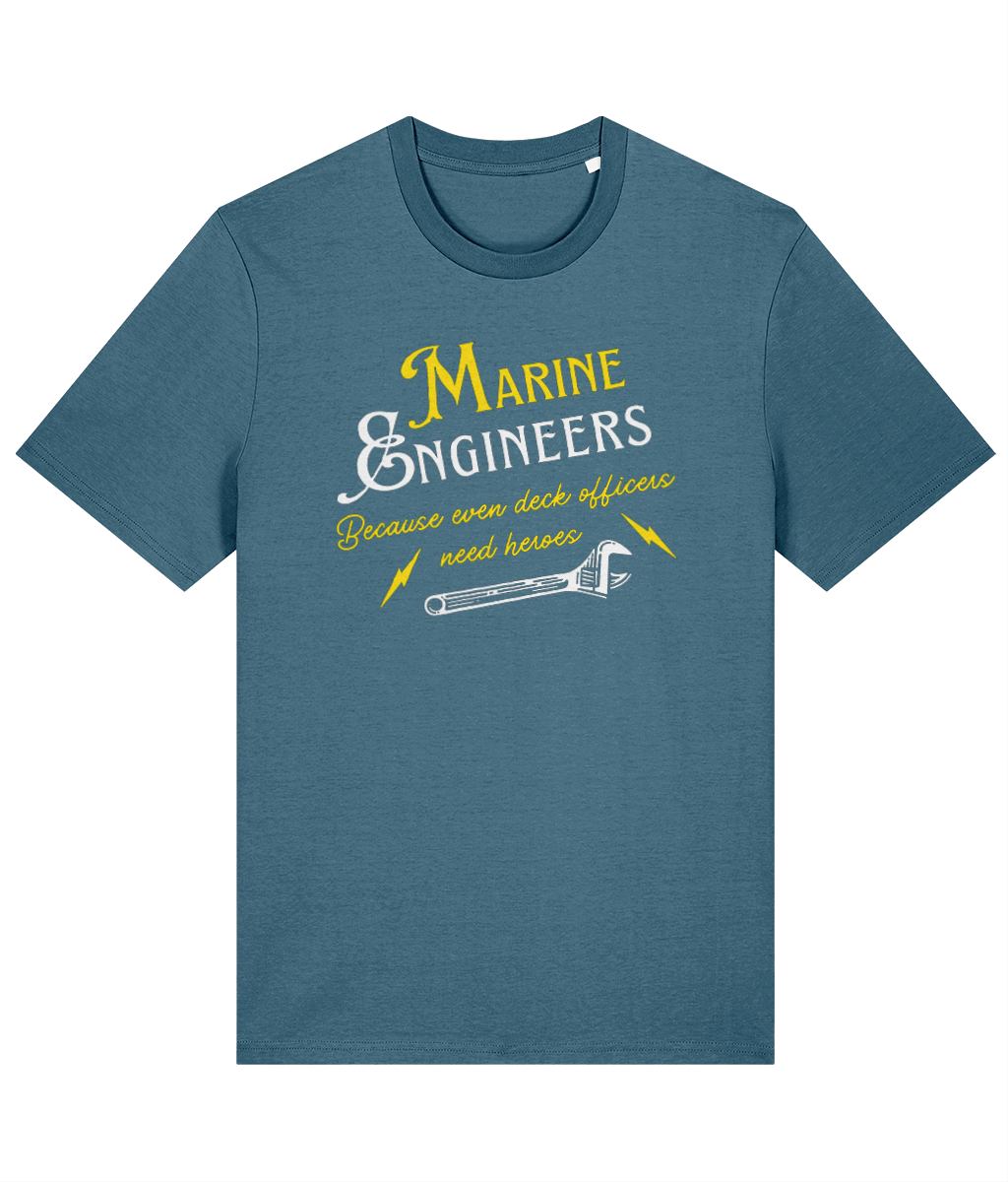 Organic cotton unisex t-shirt (Marine engineers, because even deck officers need heroes) Great Harbour Gifts