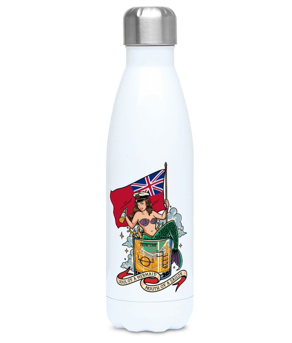 Thermos Insulated water bottle, Merchant Navy (MN). Soul of a mermaid, mouth of a sailor