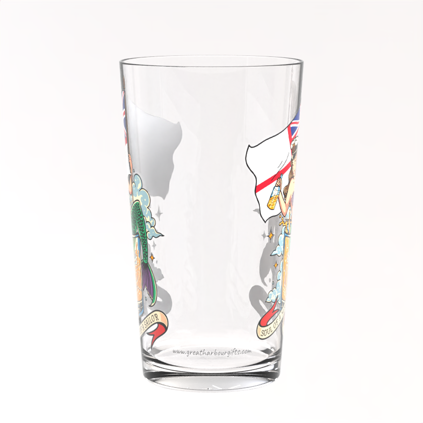 Pint glasses (Soul of a mermaid, mouth of a sailor) MN, RFA or RN ensigns
