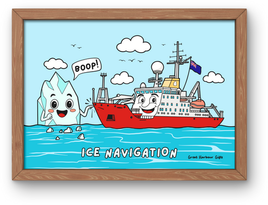 Framed wall art (Icebreaker ship cartoon)